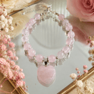 Genuine Hand-made Rose-Quartz Heart Bracelet 