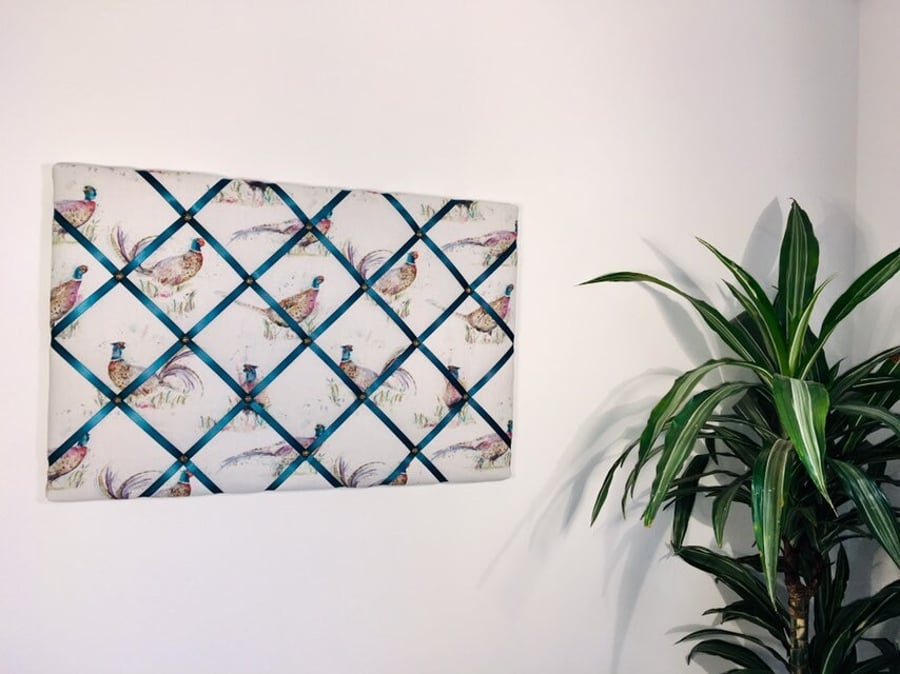Voyage Maison pheasant fabric notice board, pinboard, memoboard, wall organiser