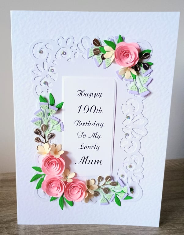 Handmade Personalised Birthday Card with 3d Flowers 