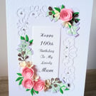 Handmade Personalised Birthday Card with 3d Flowers 