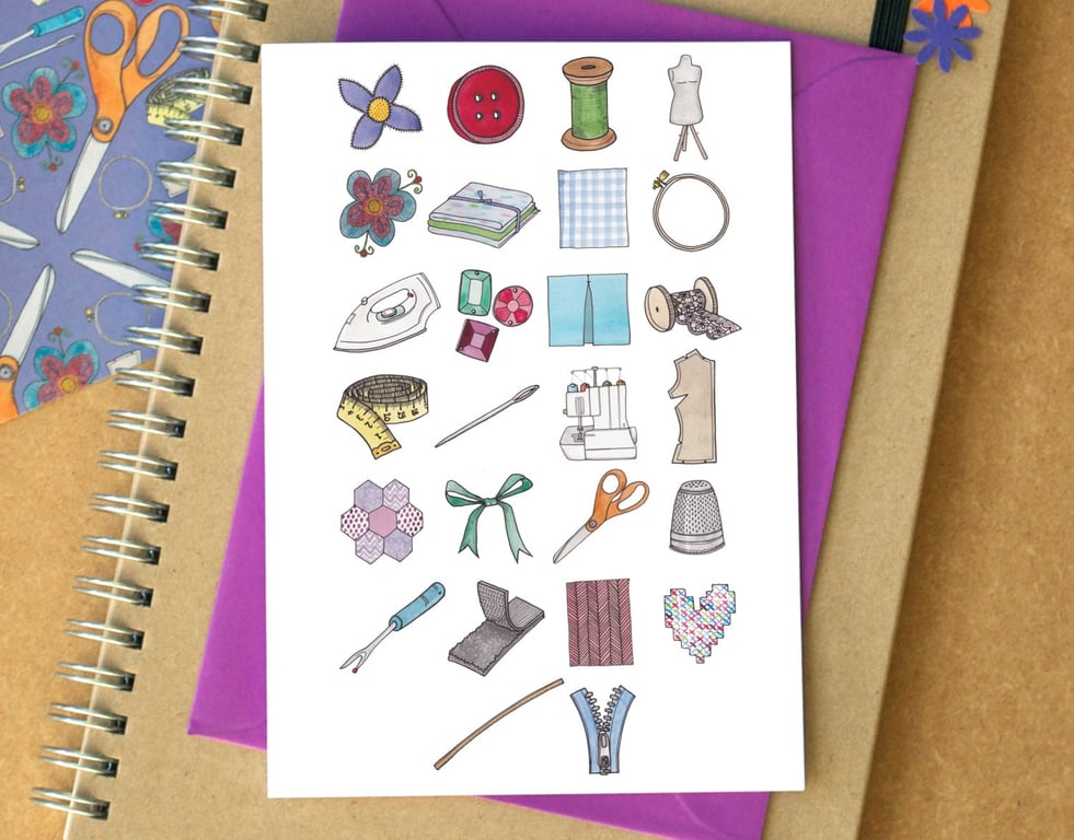 Sewing Alphabet Greetings Card