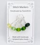 Lampwork Stitch Markers - Frosted Green Gradient - Image 1