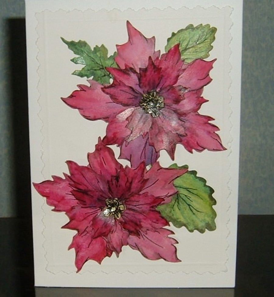 greetings card poinsettia original (ref 722)