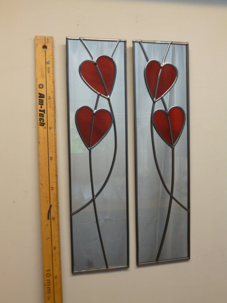 Decorative stained glass Hearts mirror