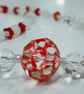 Modern Ruby Drift - Red and Opaline Geometric Glass Necklace - Image 2