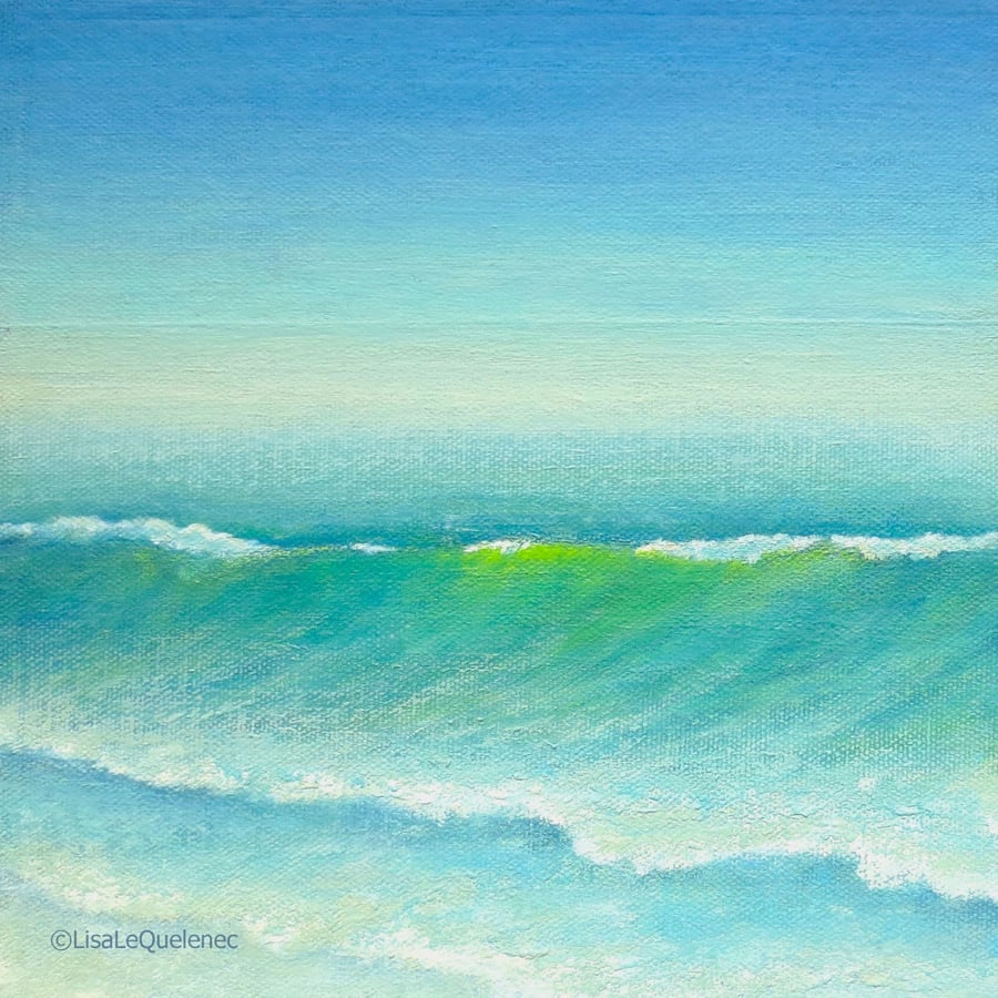 Green ocean waves on a summer's day seascape painting