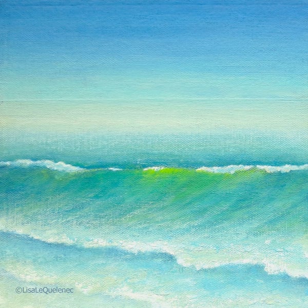 Green ocean waves on a summer's day seascape painting