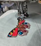Peacock butterfly mini hoop, handmade hanging decoration, embroidered - Image 10