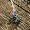 Blue & turquoise lampwork glass pendant on sterling silver chain