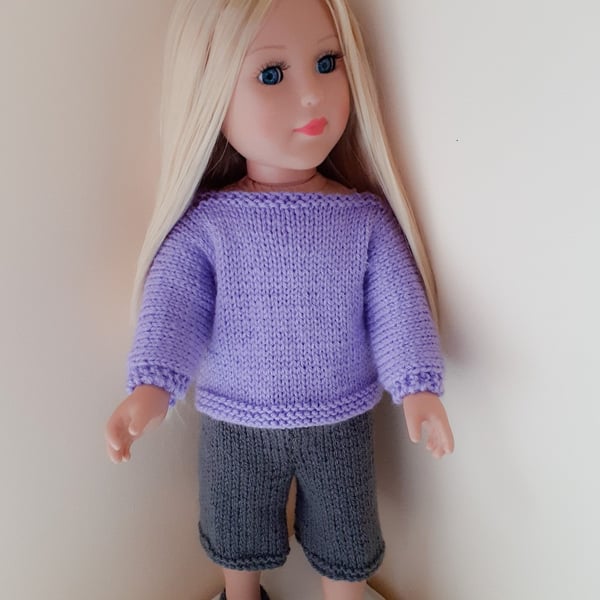 KNITTING PATTERN PDF Gray Shorts for Doll