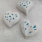 Handcrafted blue detail pocket hearts, wedding favors, table decorations