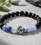 Blue Fire Agate & Lava Stone Men's Bracelet