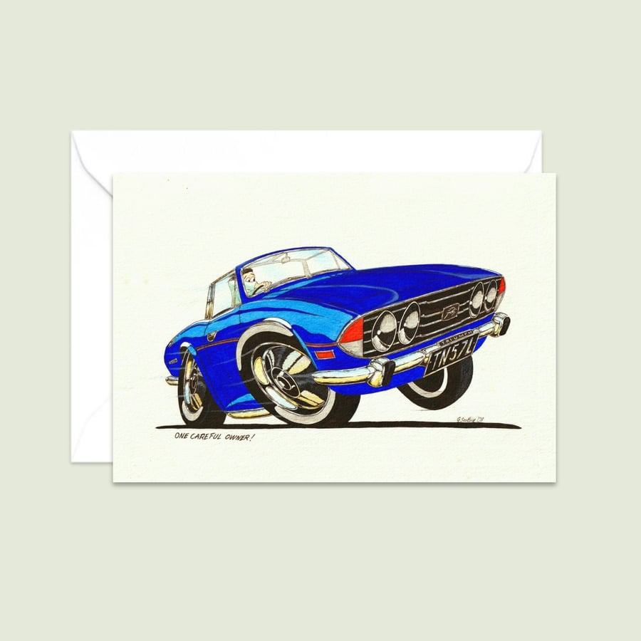Seventies Sports Car Greeting Card: Boy Racer Illustration (315)