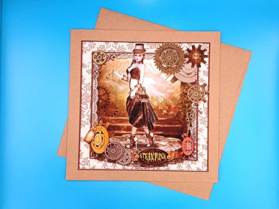 Steampunk Birthday card, daughter, Wife, sister, Friend