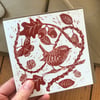 Wren lino print greeting card