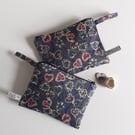 Liberty remnant make up bag or purse in a heart print.