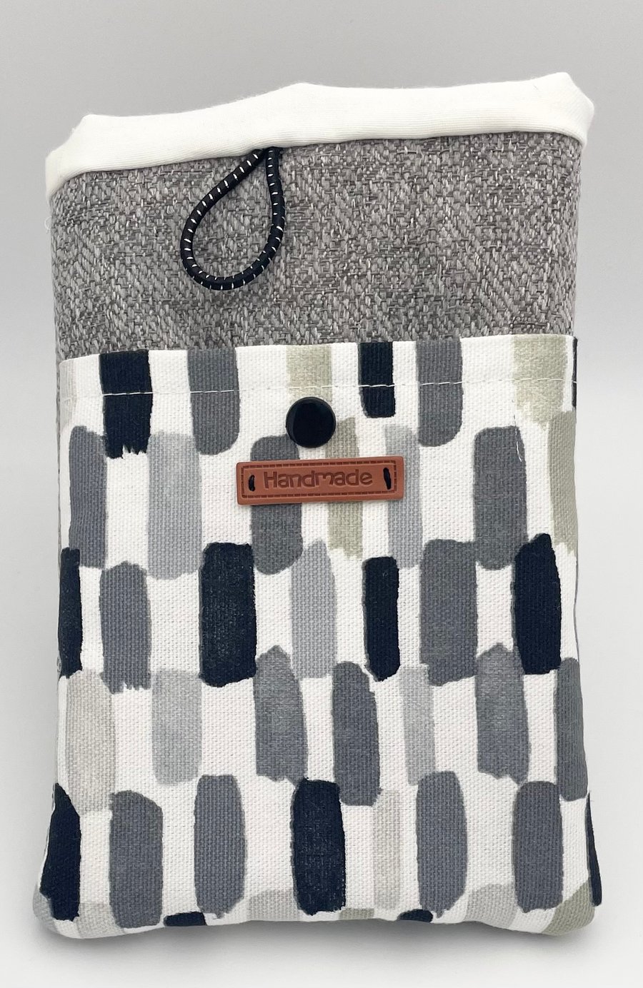 Kindle Case SMALL Book Sleeve - Grey with 70s Grey Black pattern