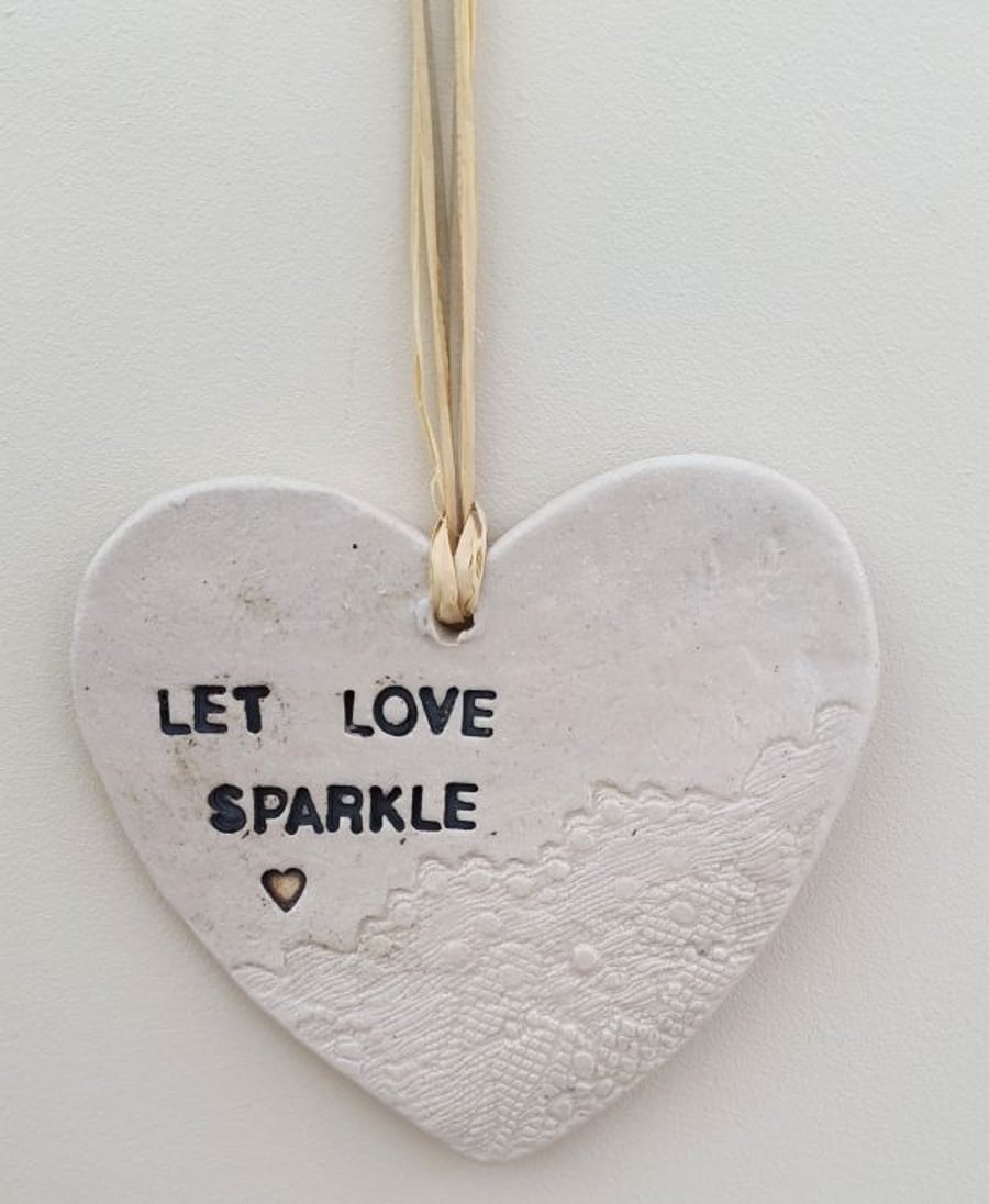Let Love Sparkle Ceramic Heart Decoration