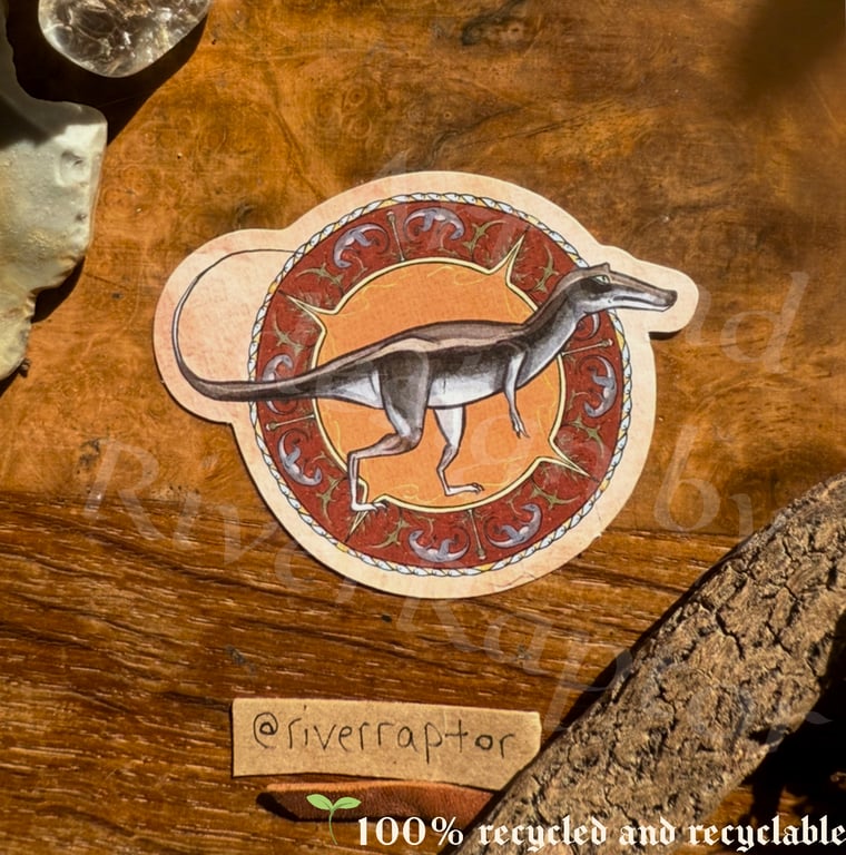 MEDIEVAL DINOSAUR STICKER - Baryonyx - Illuminated manuscript 