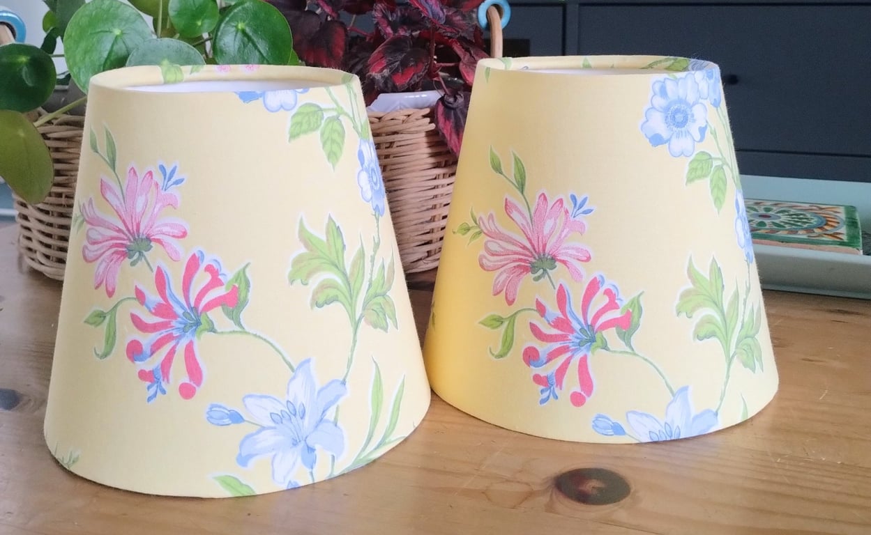 Vintage Floral Cotton Empire Lampshades X 2