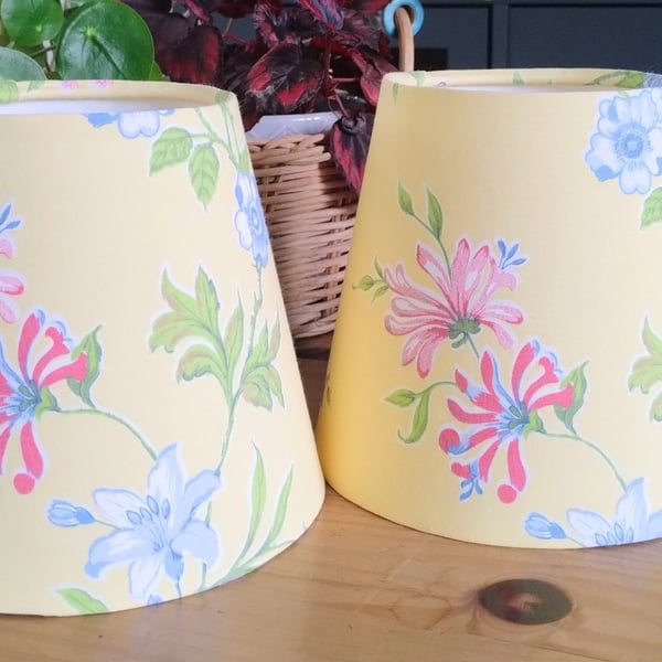 Vintage Floral Cotton Empire Lampshades X 2