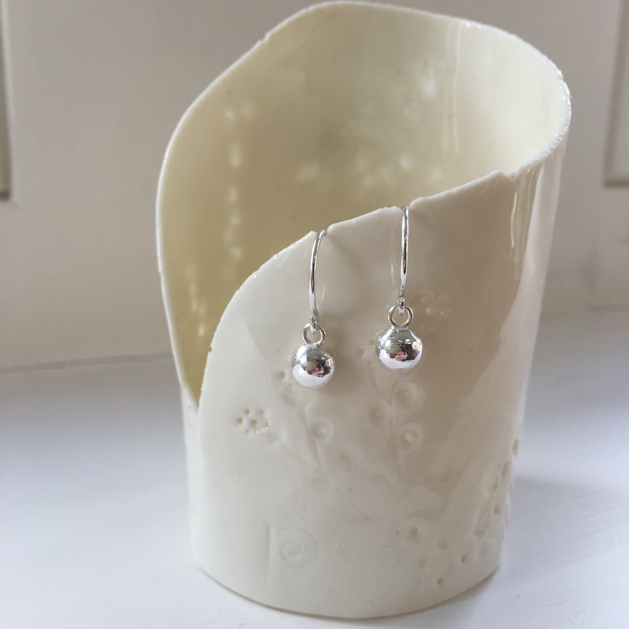 Custom order for Liz - sterling silver pebble drop earrings