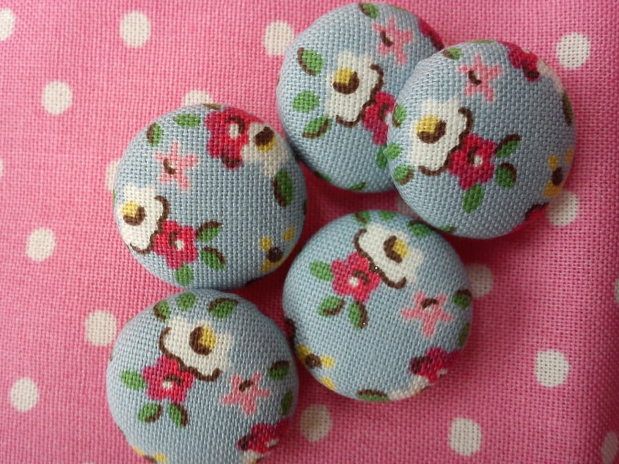 Cath Kidston fabric covered buttons tiny flower blue