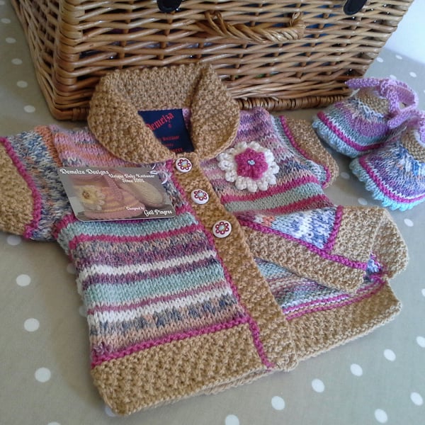 Baby Girl's Gilet & Booties set 3-12 months size