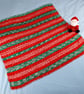 Hand Knitted Christmas Baby Blanket - Red Green Fair Isle Pram Blanket - Image 1