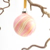Christmas bauble pink and gold marbled ceramic round decoration ooak