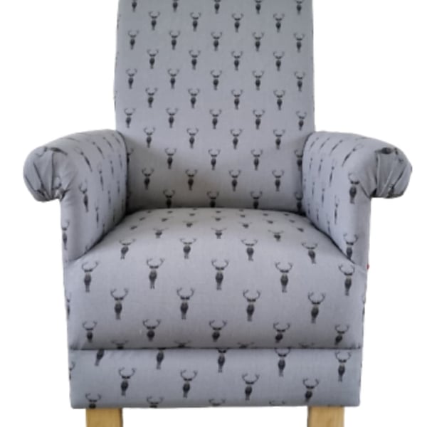 Sophie Allport Highland Stag Fabric Armchair Adult Chair Grey Nursery Animals 