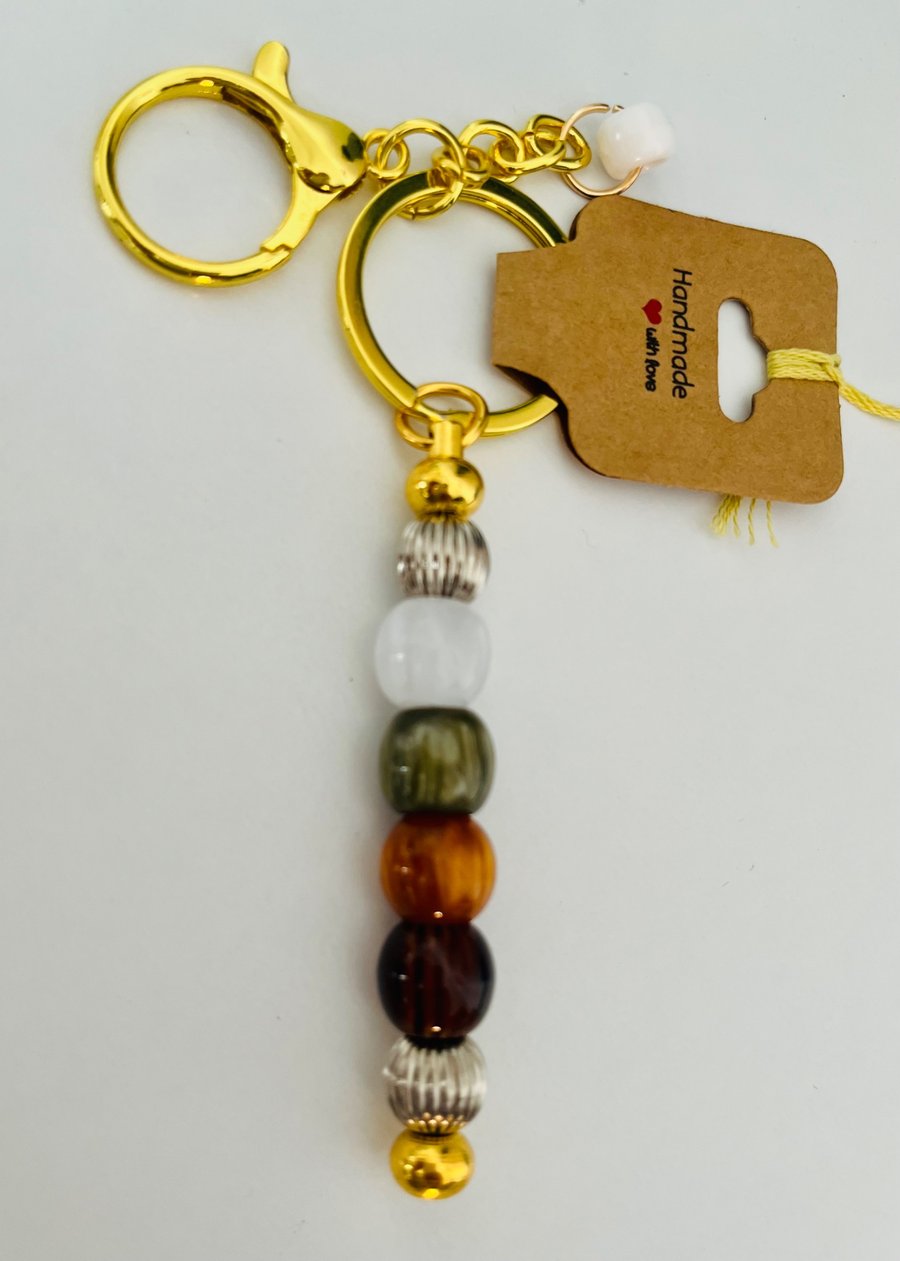 Keyring  or bag charm in earthy autumn tones 