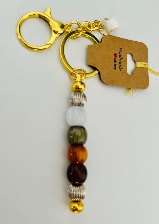Keyring  or bag charm in earthy autumn tones 