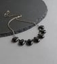 Black Fan Statement Necklace - Jet Black Glass Teardrop Necklaces for Women - Image 1