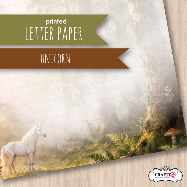 Letter Writing Paper - Unicorn in an Enchanted Forest