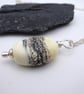 lampwork glass ivory and black beach pendant necklace - Image 4