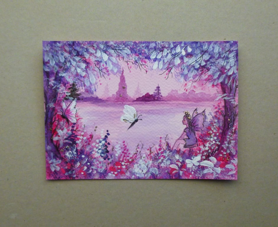 Original art hand painted fantasy fairy painting ( ref FA306 R2 )