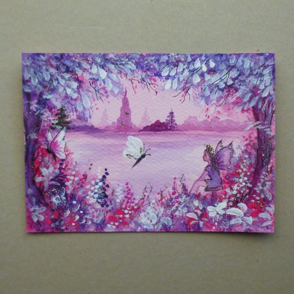 Original art hand painted fantasy fairy painting ( ref FA306 R2 )
