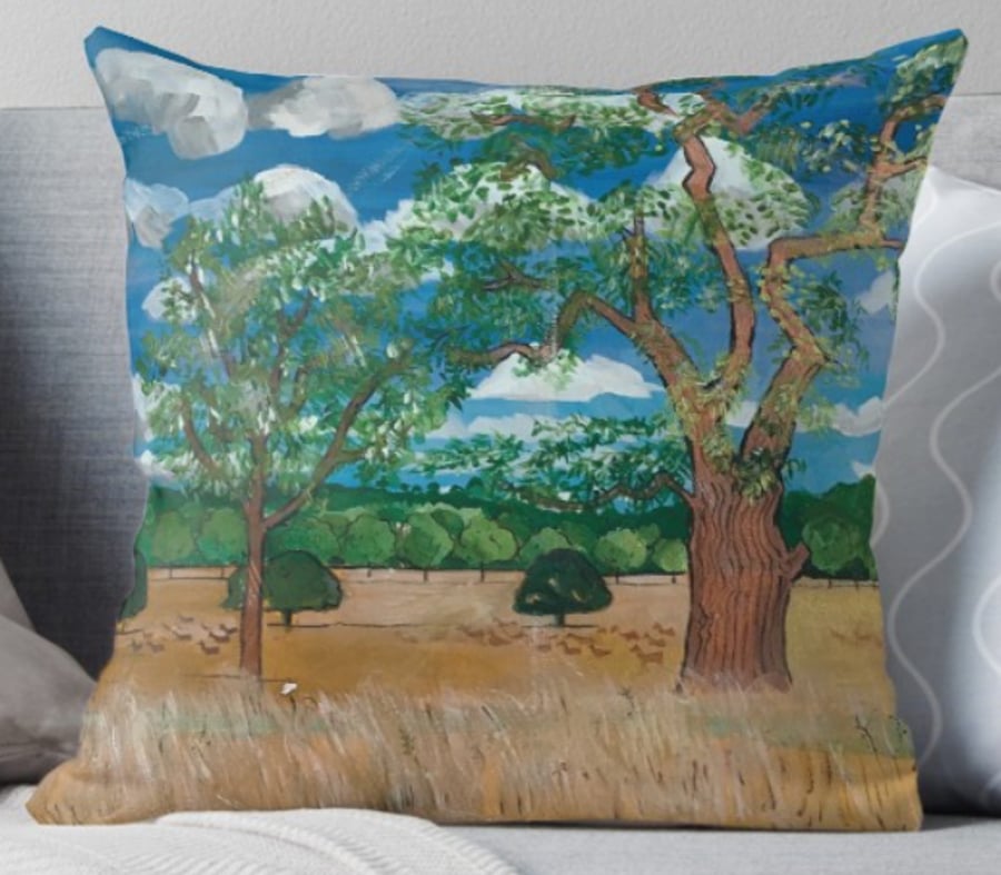 Throw Cushion Featuring The Painting ‘Sunny Skies’