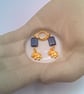 Navy Rectangular Bead Earrings with a Gold Plated Elephant Charm, Gift for Her - Image 9