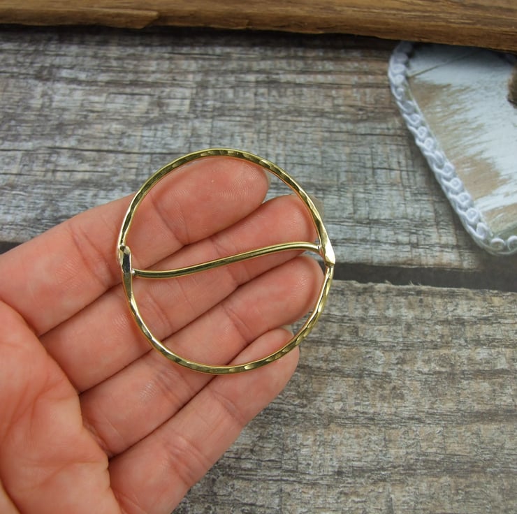 Hammered Brass Round Scarf Ring, Artisan Buckle... Folksy
