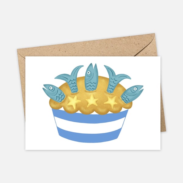 Stargazy Pie Greeting Card, Cornwall Greeting Card