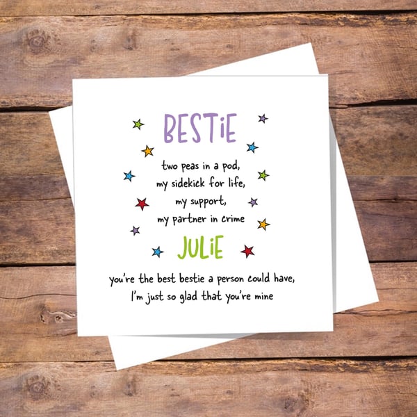 Bestie Personalised Card - birthday, thank you