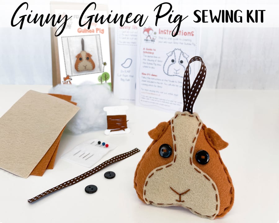Ginny Guinea Pig Mini Felt Sewing Kit - Includes everything you need