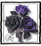 Fantasy Trio - Purple & Black Leather Roses - Alternative gift. Dark home decor