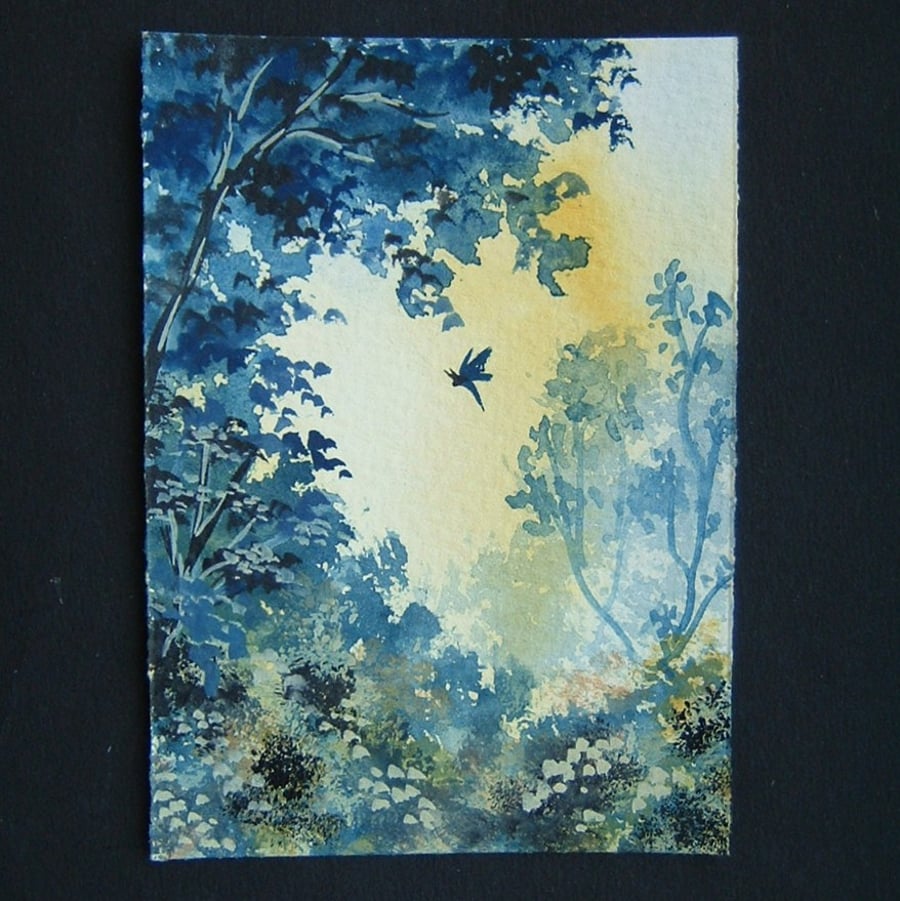 Art painting aceo original paintings butterfly landscape 76