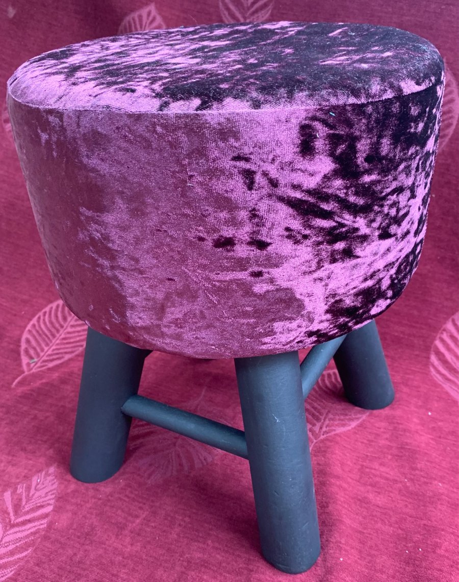Reupholstered velvet foot stool