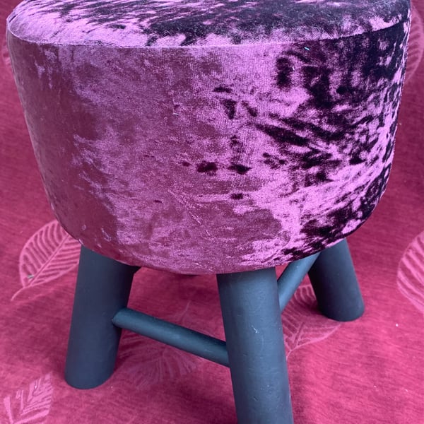 Reupholstered velvet foot stool