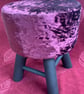 Reupholstered velvet foot stool