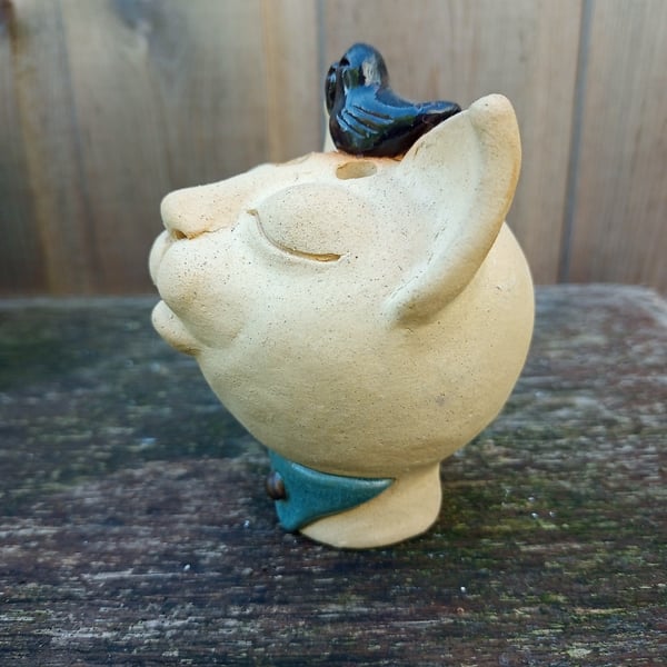Albert, small ornamental cat with bird